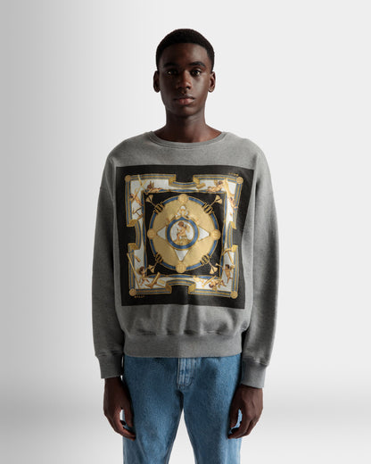 Printed Sweatshirt In Grey Melange Cotton