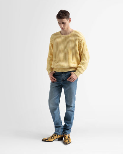 Cotton Knitted Crew Neck In Yellow