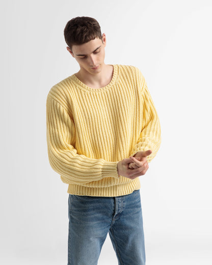 Cotton Knitted Crew Neck In Yellow