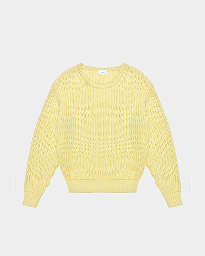 Cotton Knitted Crew Neck In Yellow