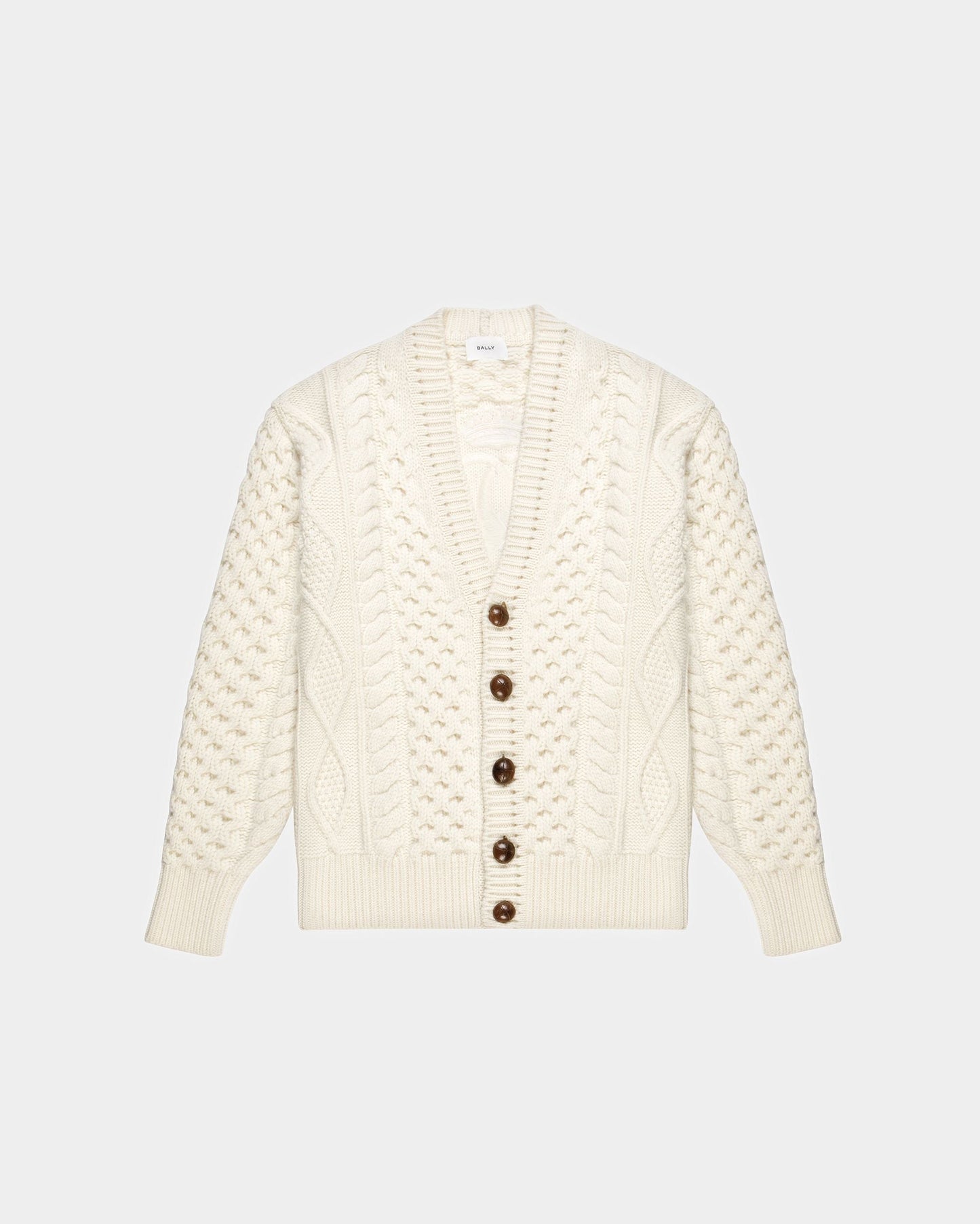 Knitted V-Neck Cardigan In Bone