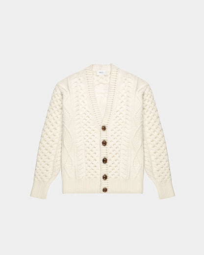 Knitted V-Neck Cardigan In Bone