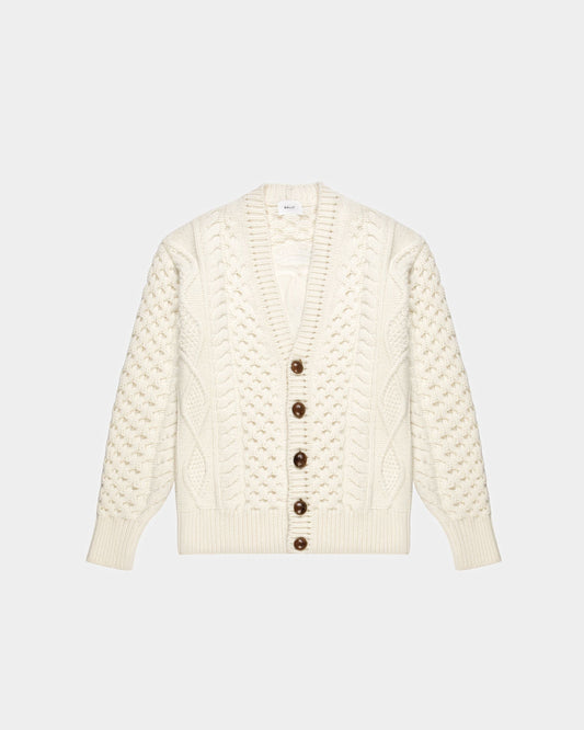 Knitted V-Neck Cardigan In Bone