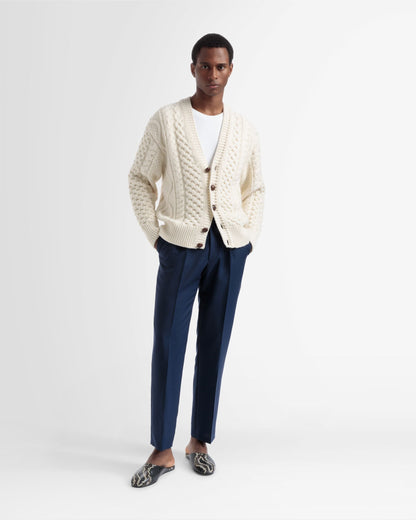 Knitted V-Neck Cardigan In Bone