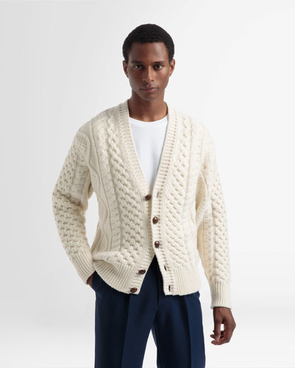 Knitted V-Neck Cardigan In Bone