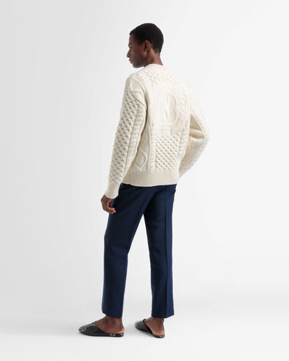 Knitted V-Neck Cardigan In Bone