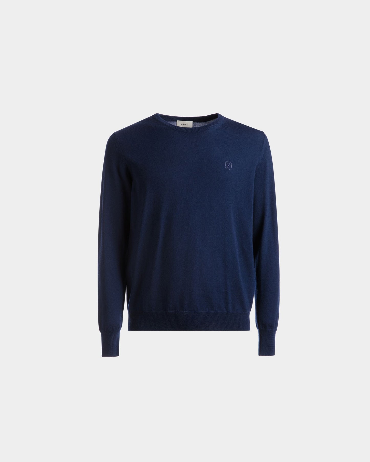 Crew Neck Sweater In Marine Wool