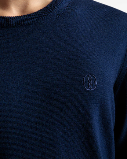 Crew Neck Sweater In Marine Wool