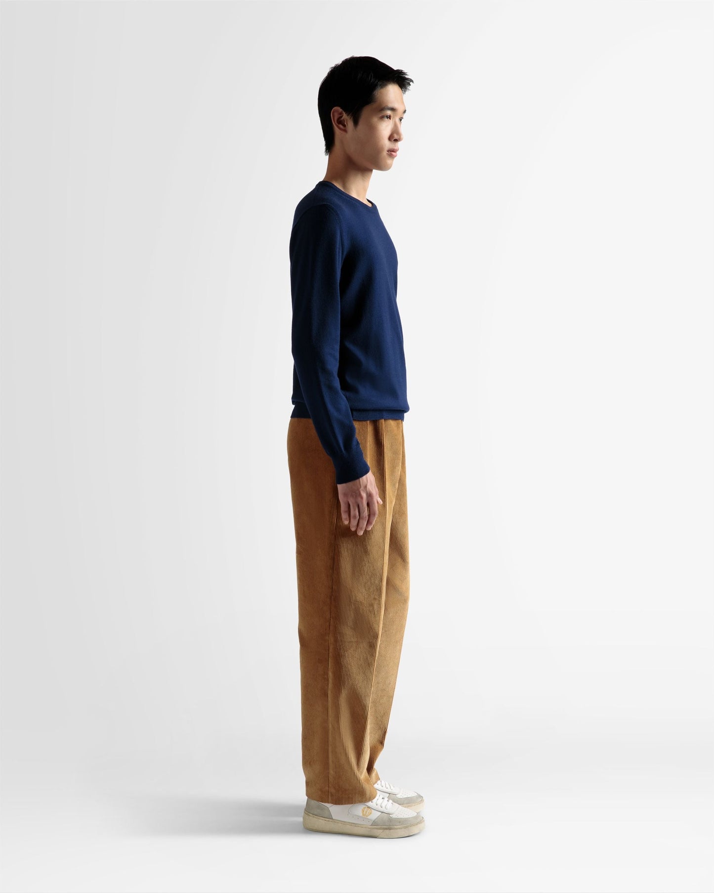 Crew Neck Sweater In Marine Wool