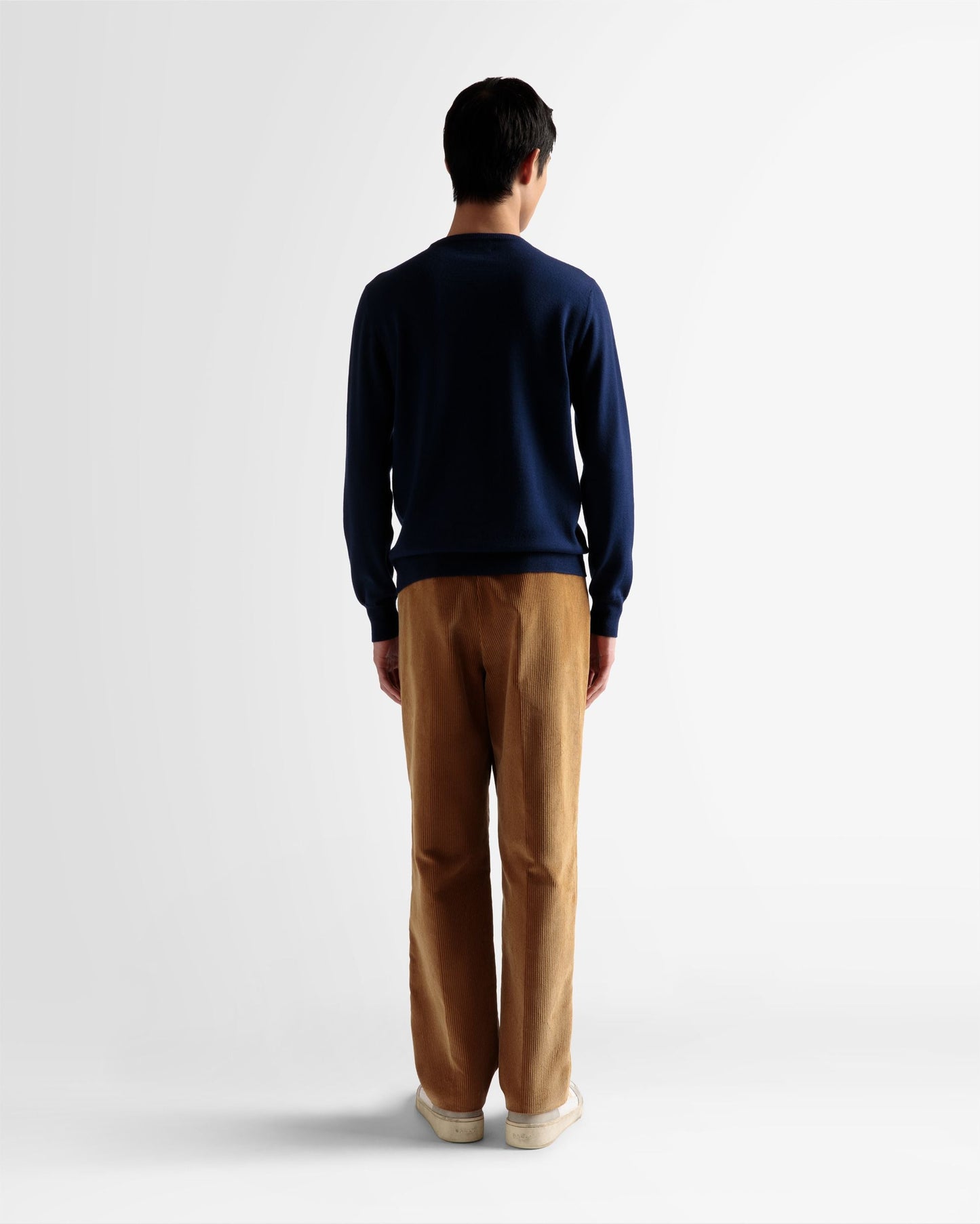 Crew Neck Sweater In Marine Wool