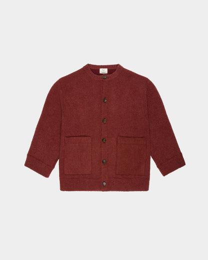 Wool Mix Cardigan In Heritage Red