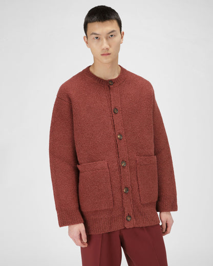 Wool Mix Cardigan In Heritage Red