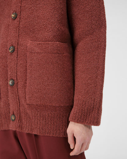 Wool Mix Cardigan In Heritage Red