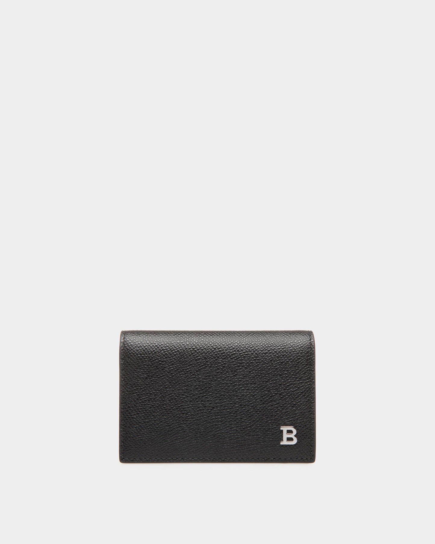 Business Card Holder in Black Embossed Leather