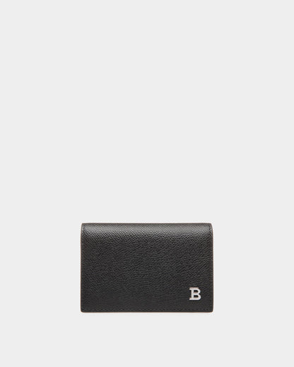 Business Card Holder in Black Embossed Leather