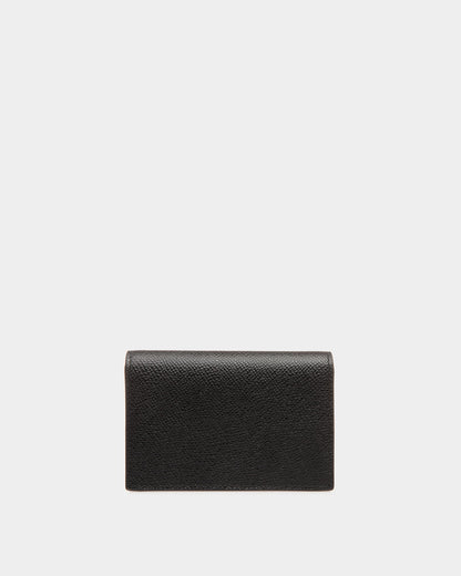 Business Card Holder in Black Embossed Leather