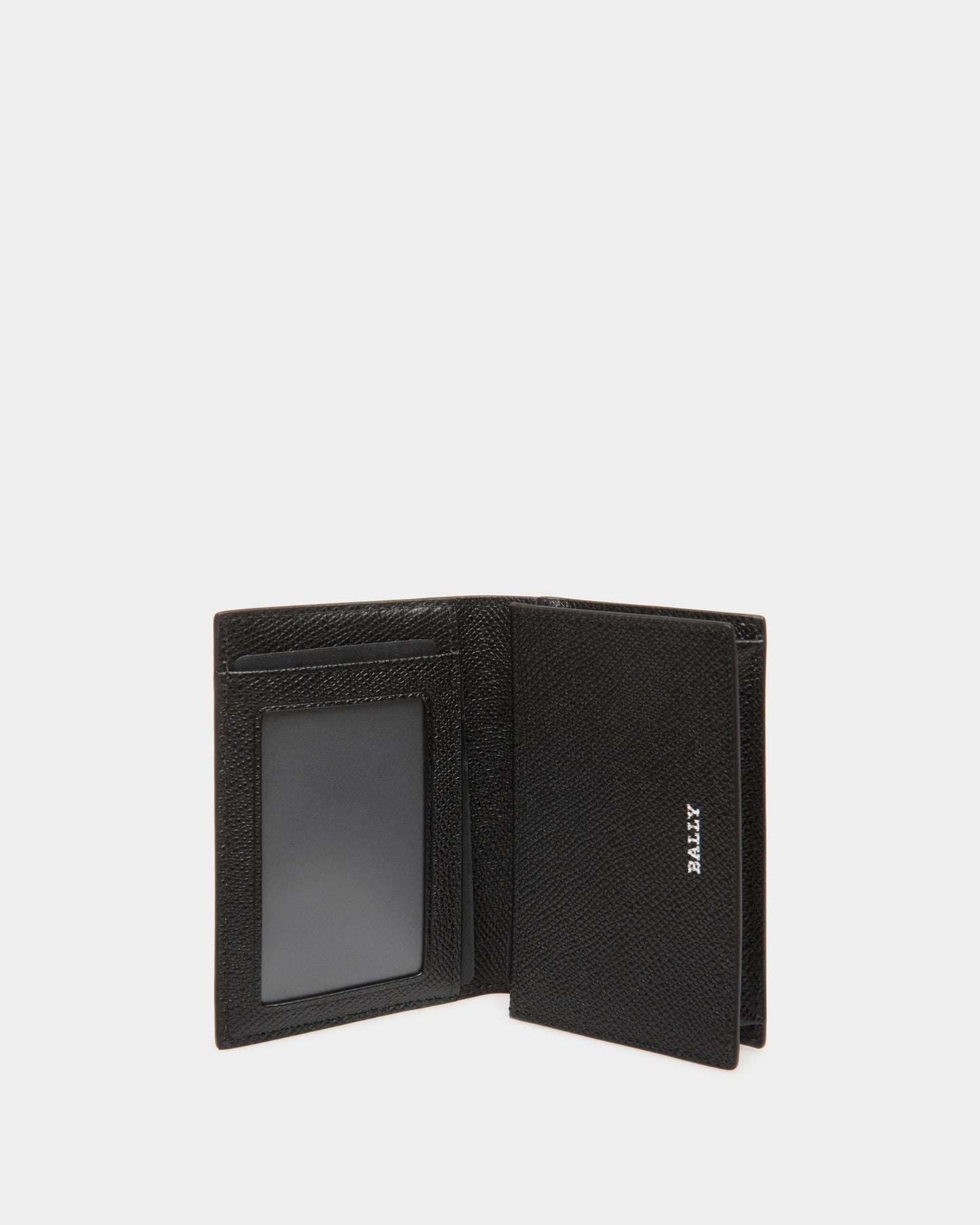 Business Card Holder in Black Embossed Leather
