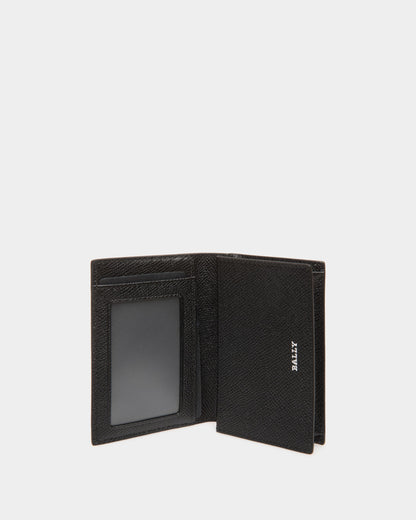Business Card Holder in Black Embossed Leather