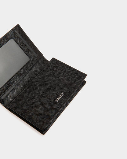 Business Card Holder in Black Embossed Leather