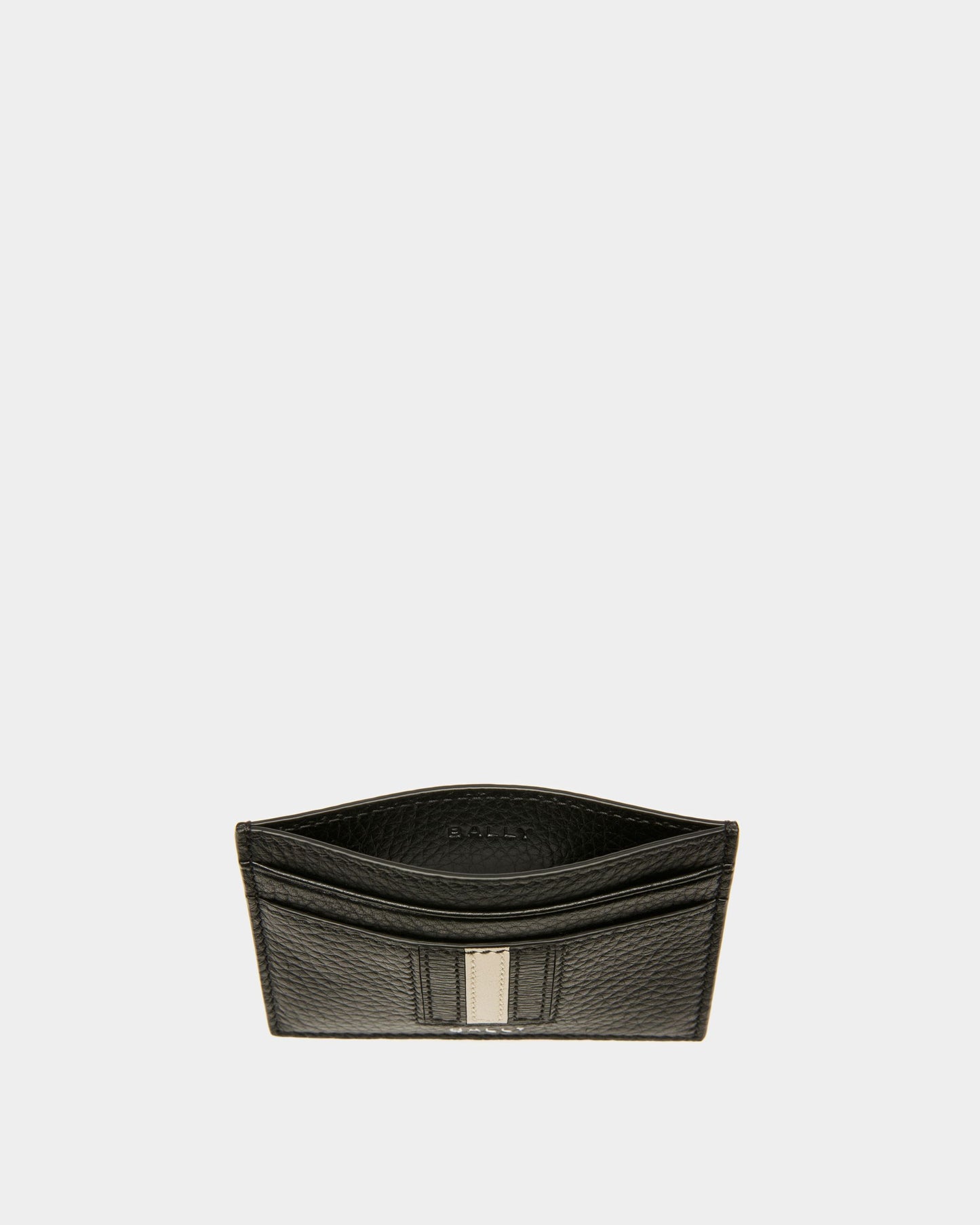 Ribbon Card Holder | Men's Card Holder | Black Leather | Bally | Still Life Open / Inside