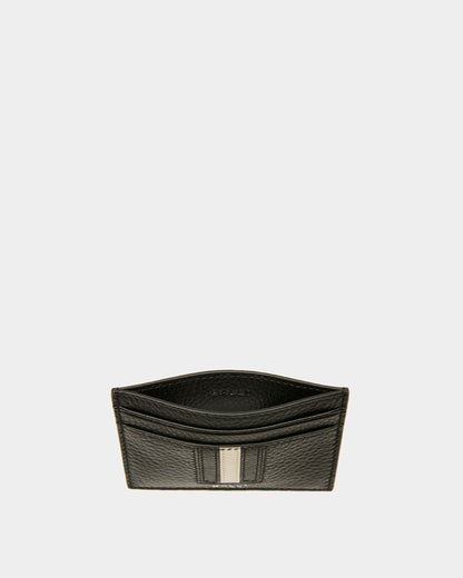 Ribbon Card Holder | Men's Card Holder | Black Leather | Bally | Still Life Open / Inside