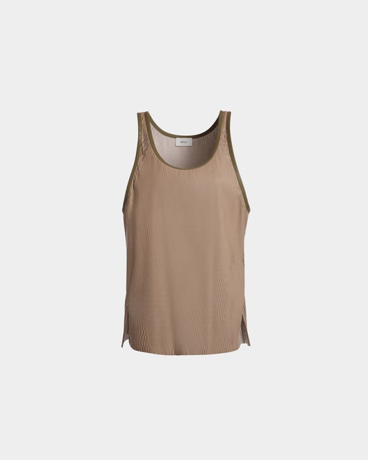 Laser Cut Tank Top In Brown Faux Leather