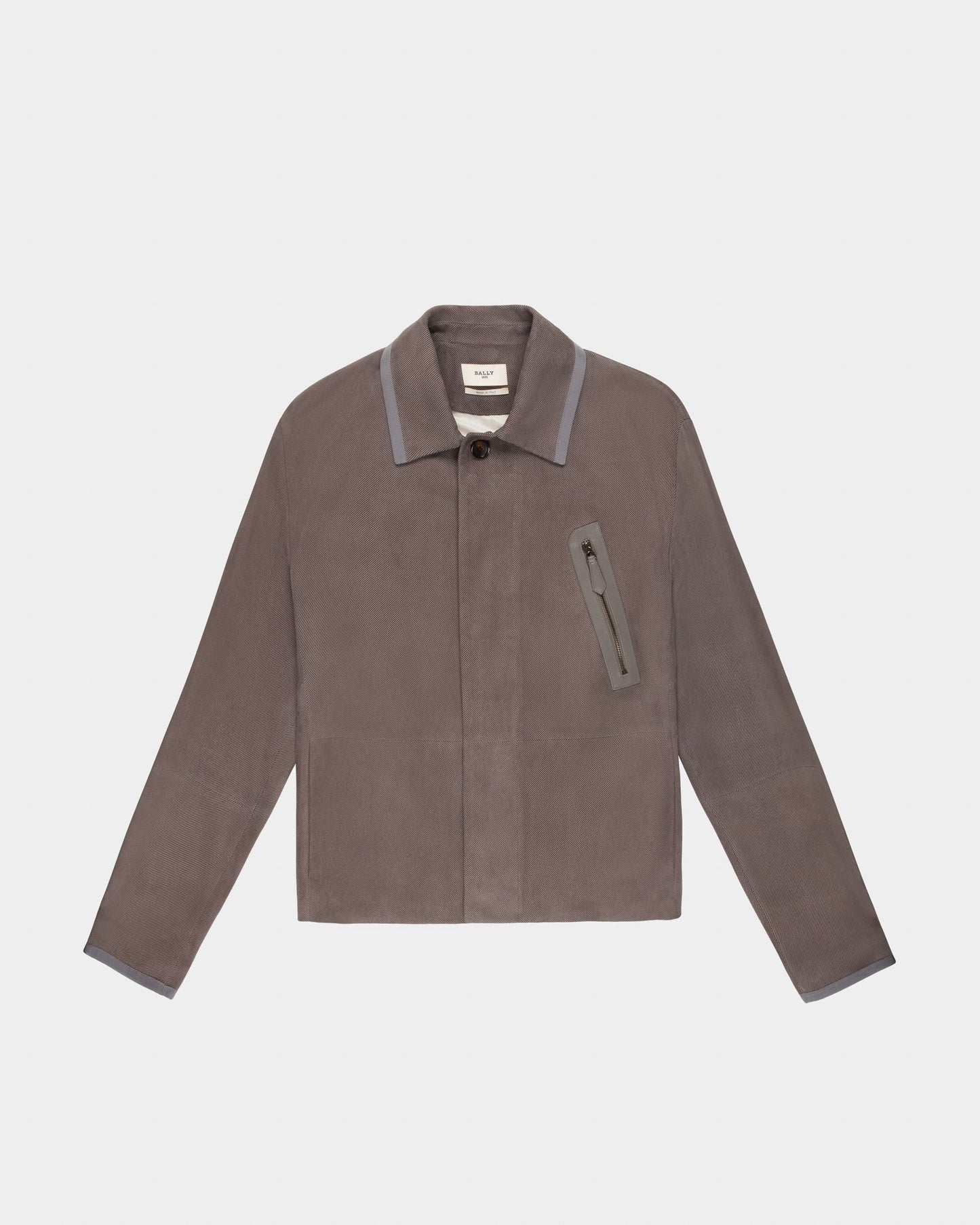 Leather Bomber Jacket In Grey