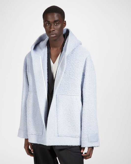 Mixed Wool Peacoat In Light Blue