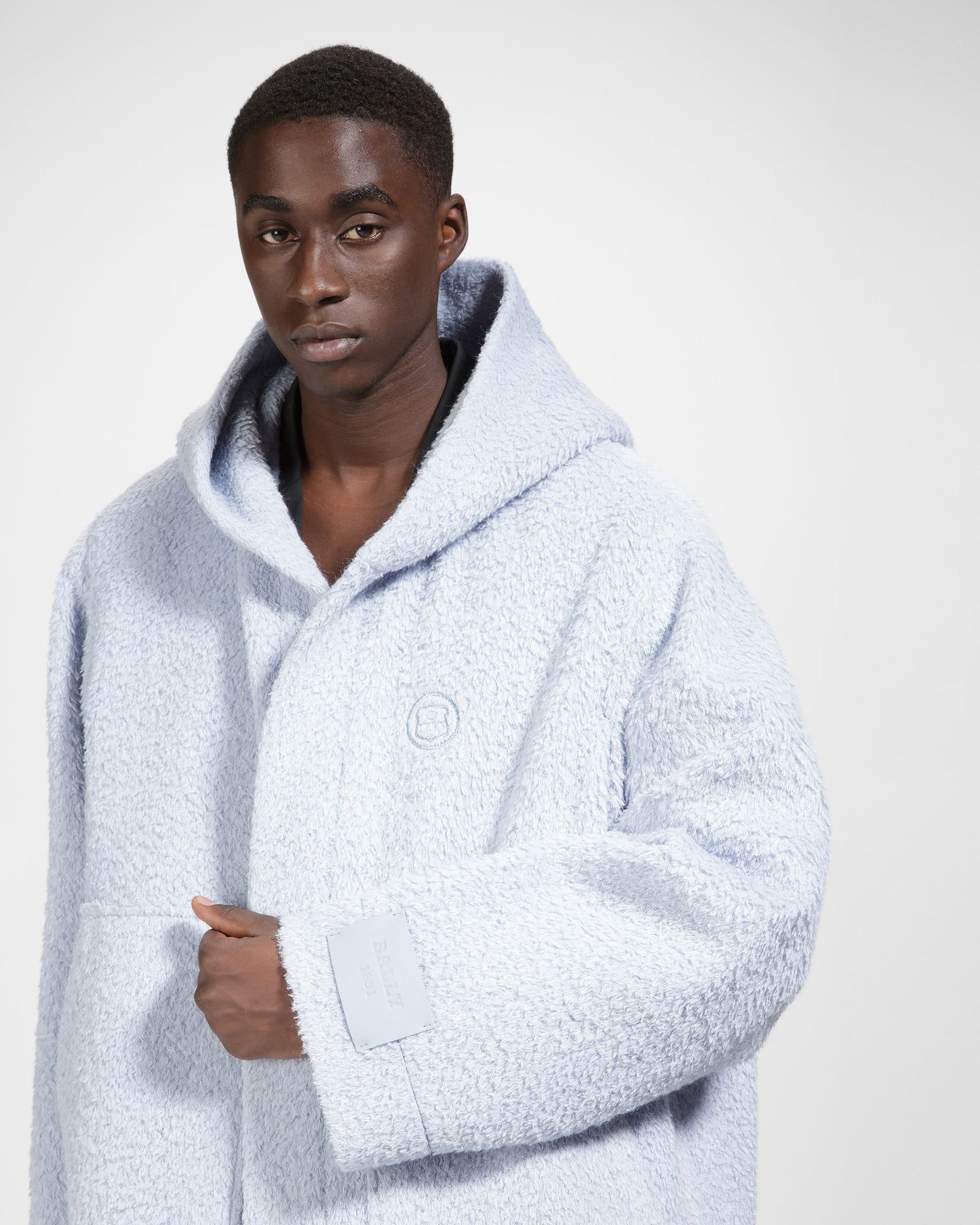 Mixed Wool Peacoat In Light Blue