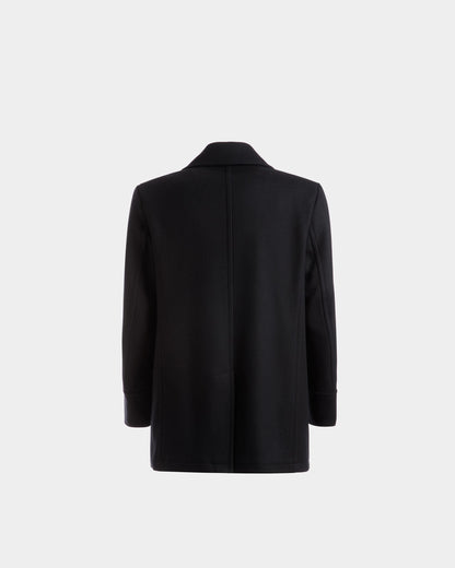 Double Breasted Coat In Navy Wool Mix