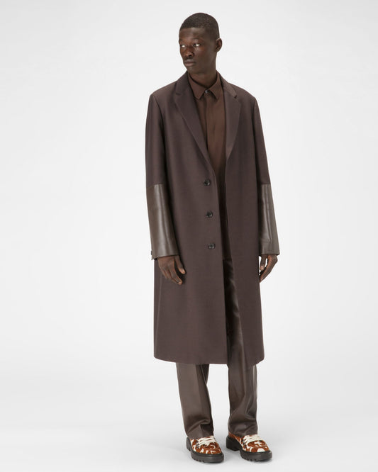 Wool & Cotton Coat In Ebony Brown