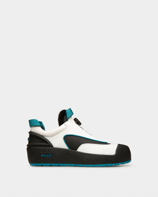 Curtys Leather Snow Boots In White & Black