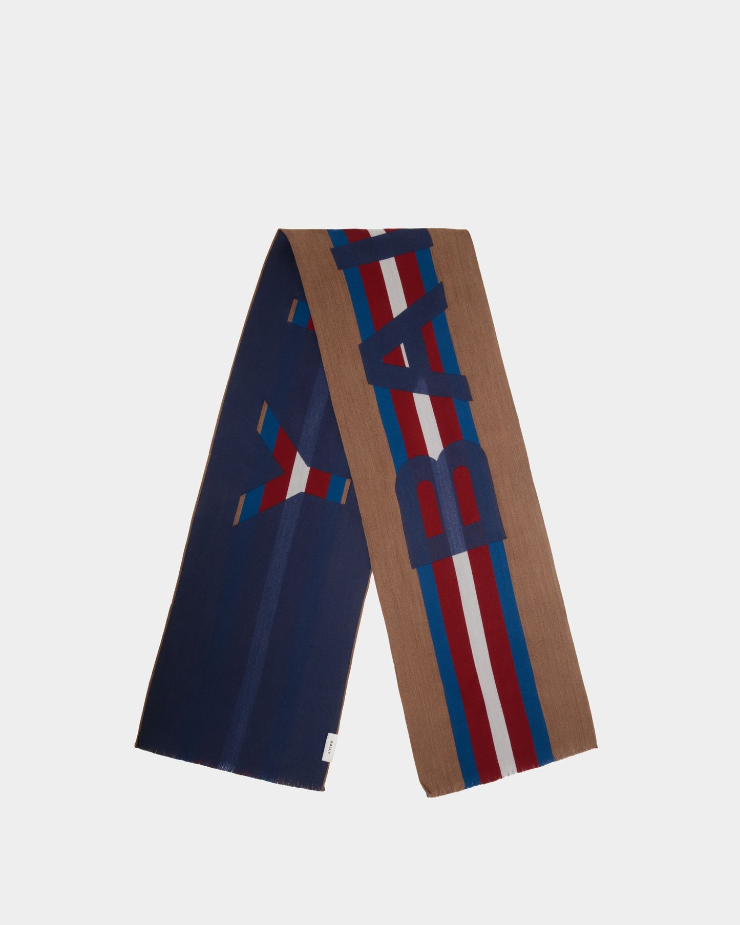 Jacquard Scarf In Marine Wool And Silk Mix