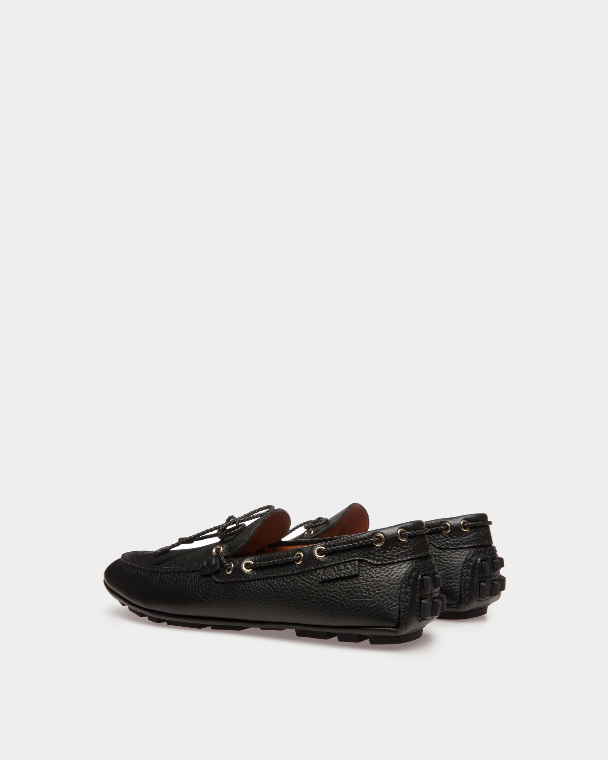 Kyan | Men's Drivers | Black Leather | Bally | Still Life 3/4 Back