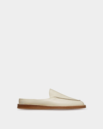 Fosko Leather Slippers In Bone