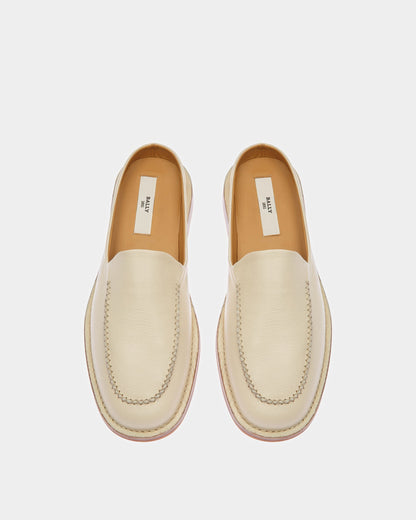 Fosko Leather Slippers In Bone