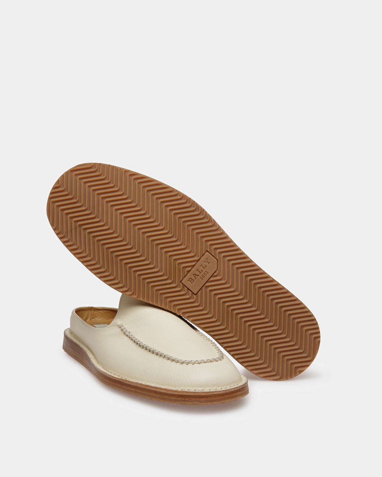 Fosko Leather Slippers In Bone