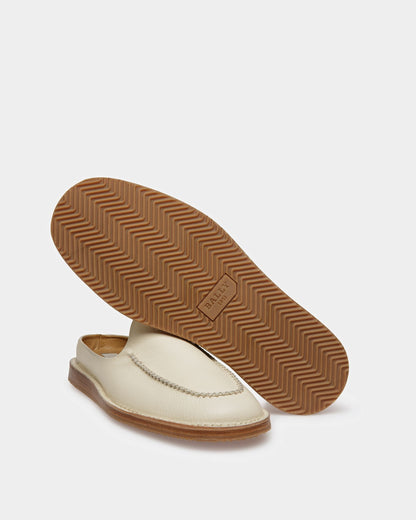 Fosko Leather Slippers In Bone