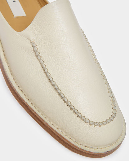 Fosko Leather Slippers In Bone