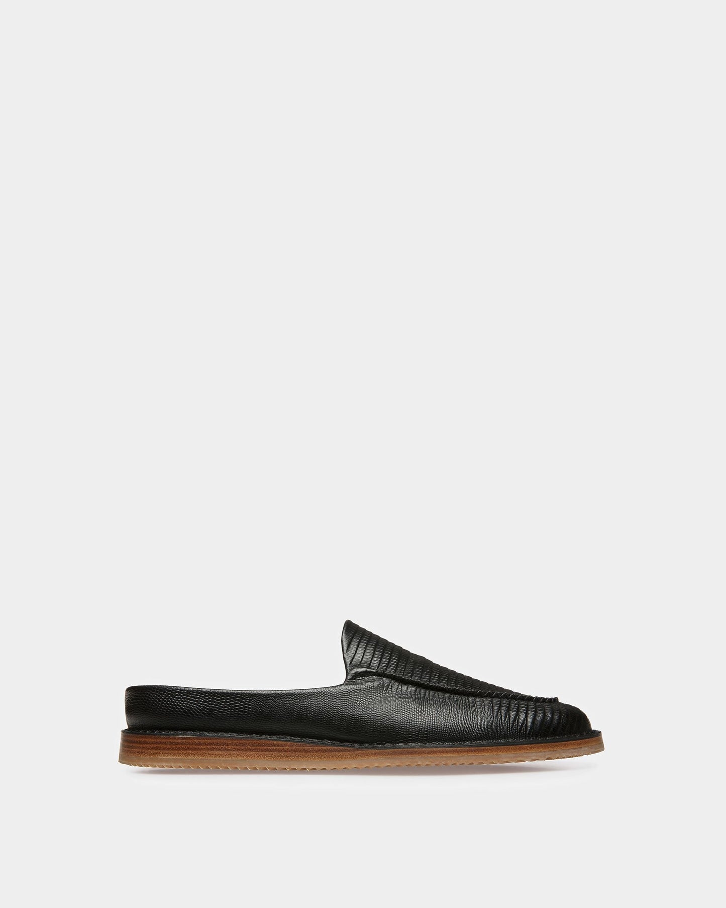 Fosko Leather Slippers In Black
