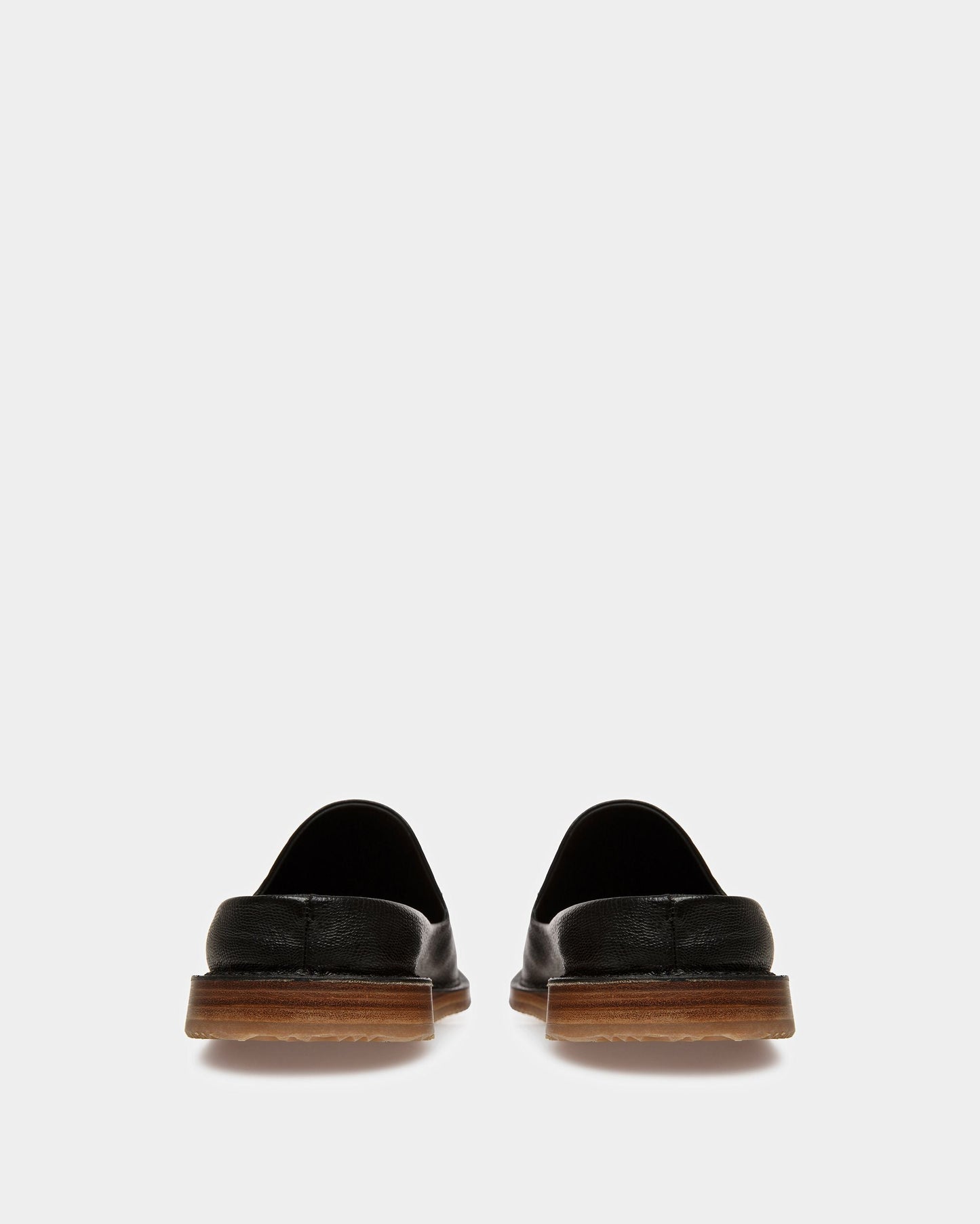Fosko Leather Slippers In Black