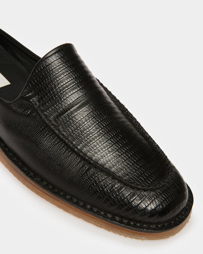 Fosko Leather Slippers In Black