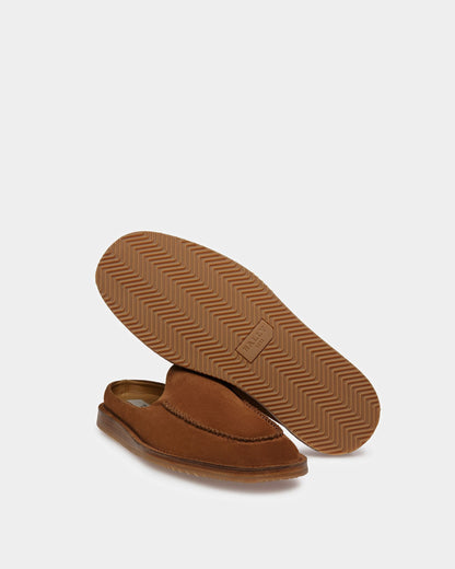 Fosko Leather Slippers In Brown