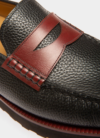 Noah Leather Loafers In Black & Heritage Red
