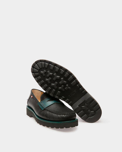 Noah Leather Loafers In Black & Green