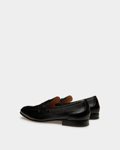 Saix | Men's Loafers | Black Leather | Bally | Still Life 3/4 Back