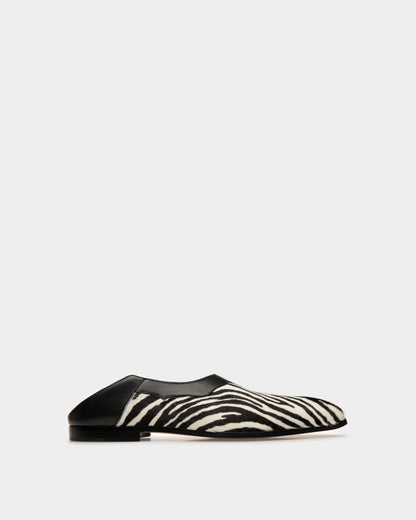 Vegas Flat Loafers In Leather and Black and White Haircalf