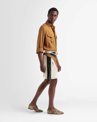 Pocket Front Silk Shirt In Desert