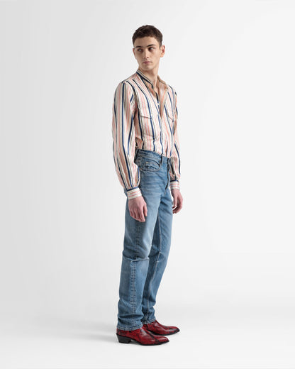 Blouson Sleeve Shirt In Multicolour Silk