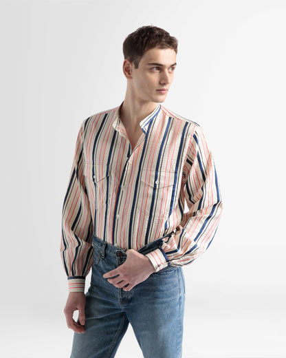 Blouson Sleeve Shirt In Multicolour Silk